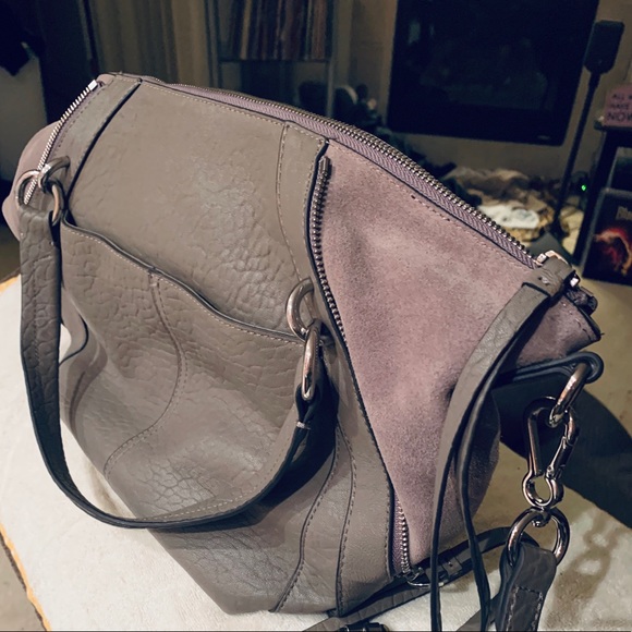 Grey/Taupe Leather Hand bag with shoulder and crossbody strap - Picture 2 of 2